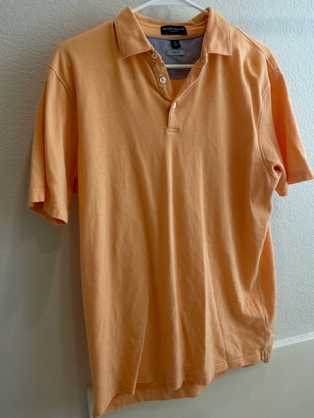 Peter Millar Men's Polo Shirt in Peach Orange - perfect pique size medium